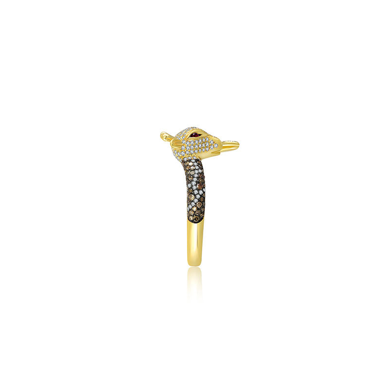 18k Gold Giraffe Shape Diamond Open Ring - Genevieve Collection