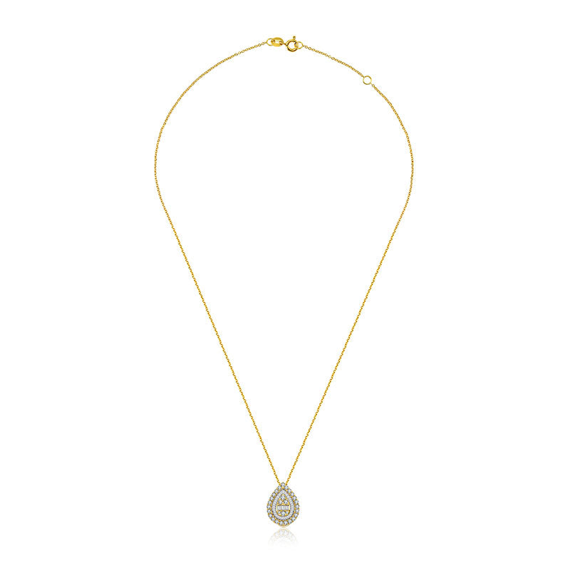 18k Gold 2 ways Drop Shape Diamond Necklace - Genevieve Collection