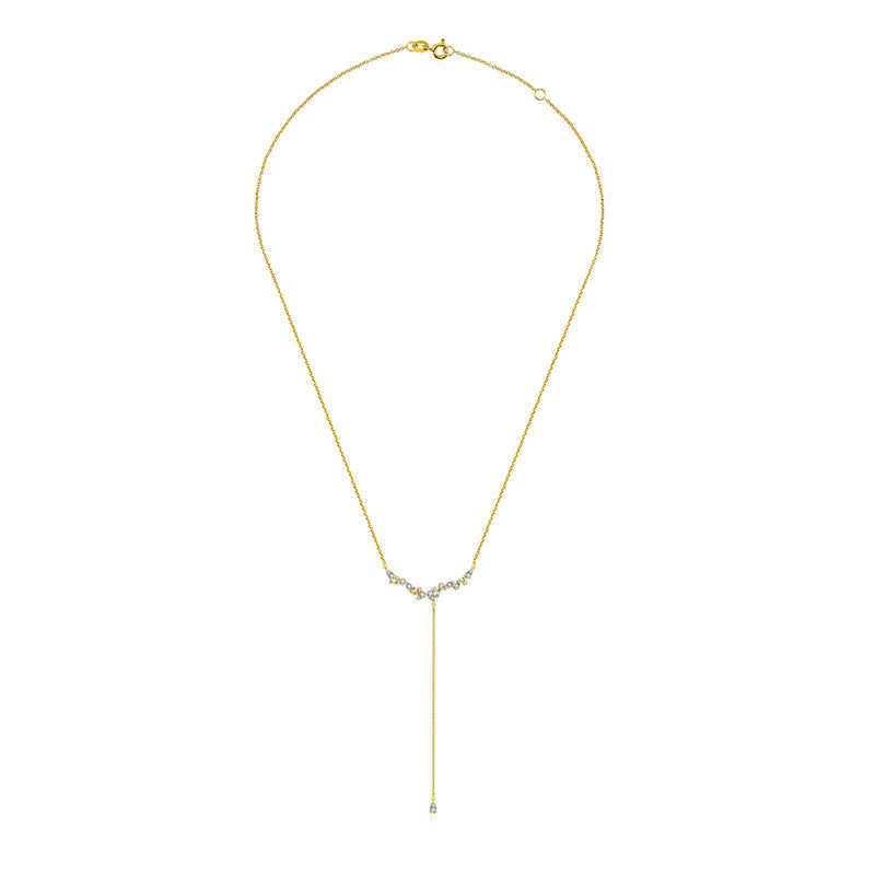 18k Gold irregular Shape Dangling Diamond Necklace - Genevieve Collection