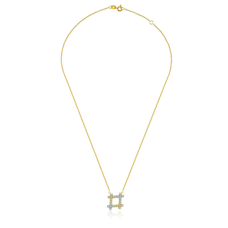 18k Gold Hashtag Shape Diamond Necklace - Genevieve Collection