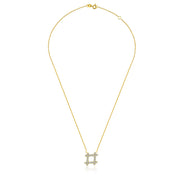 18k Gold Hashtag Shape Diamond Necklace - Genevieve Collection