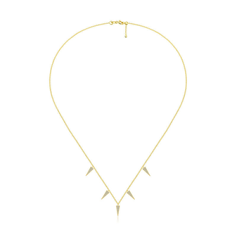 18k Gold Pointed Triangle Shape Diamond Necklace / Choker - Genevieve Collection