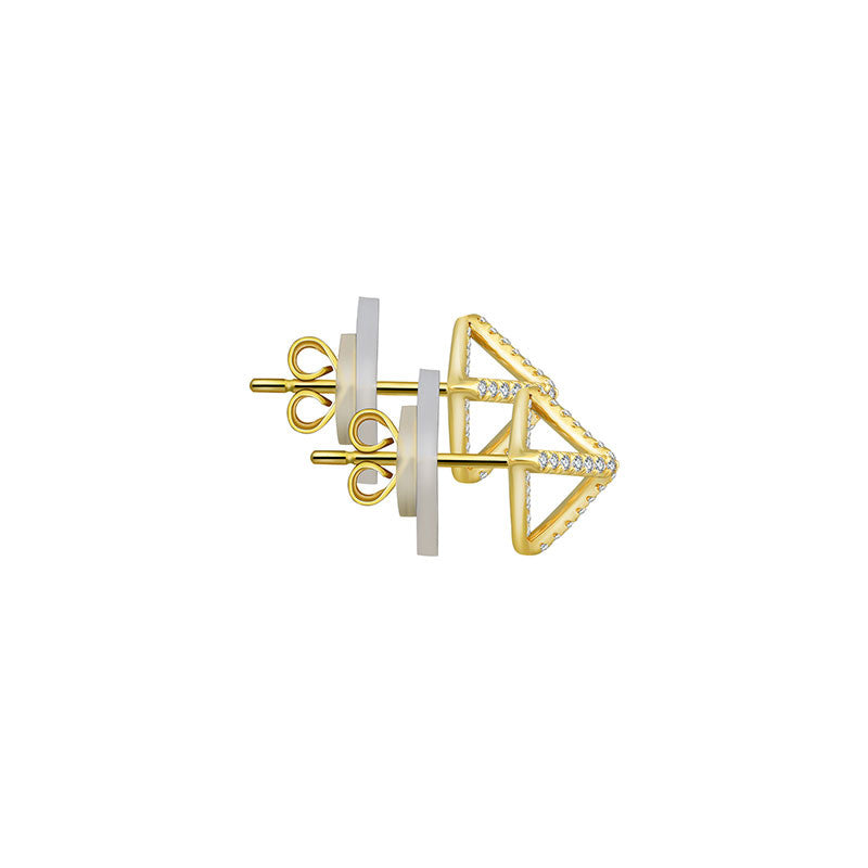 18k Gold Tetrahedron Diamond Earring - Genevieve Collection