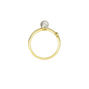 18k Gold Pearl Double Open Diamond Ring - Genevieve Collection