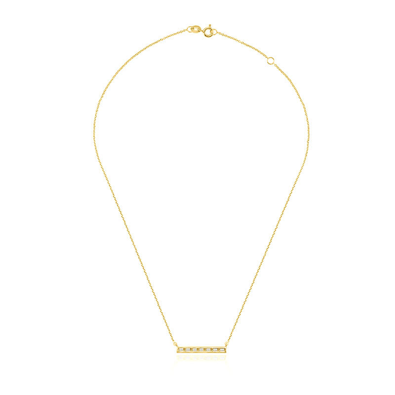 18k Gold Line Shape with Rectangle Diamond Necklace - Genevieve Collection