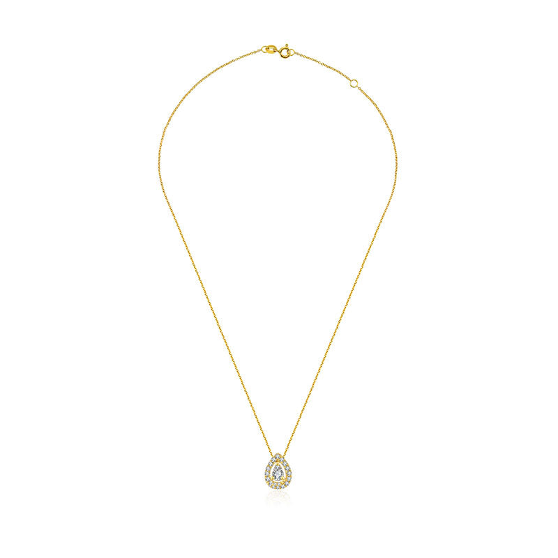 18k Gold Water Drop Shape Diamond Necklace - Genevieve Collection