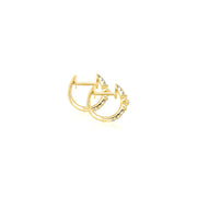 18k Gold Hoop Diamond Earring with Flower Pattern - Genevieve Collection
