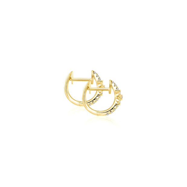 18k Gold Hoop Diamond Earring with Flower Pattern - Genevieve Collection