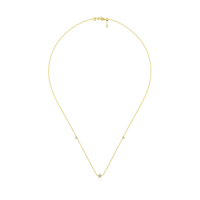 18k Gold Triple Star Shape Diamond Necklace / Choker - Genevieve Collection