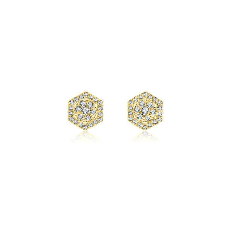 18k Gold 2 ways Hexagonal Diamond Earring - Genevieve Collection
