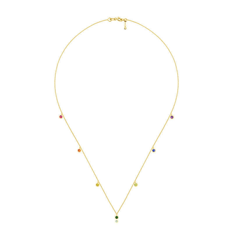 18k Gold Raindow Color Gemstone Necklace / Choker - Genevieve Collection