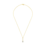 18k Gold 2 ways Line Shaped Diamond Necklace with Pearl - Genevieve Collection