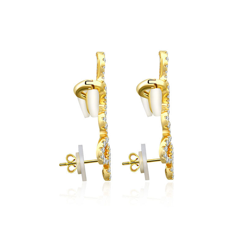 18k Gold Long Snake Shape Diamond Earring - Genevieve Collection