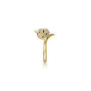 18k Gold Leopard Shape Diamond Open Ring - Genevieve Collection