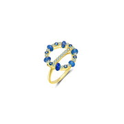 18k Gold 2 ways Beaded Sapphire and Diamond Ring - Genevieve Collection