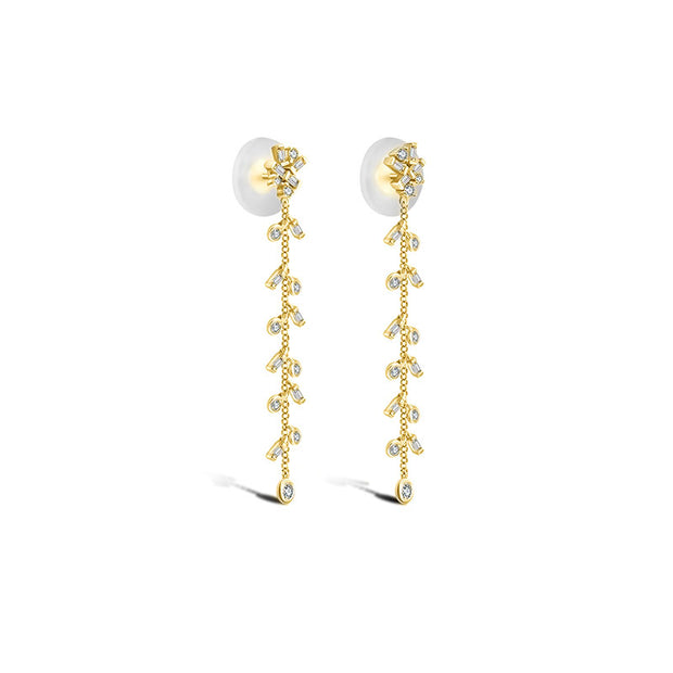 18k Gold Weeping Willow Dangle Diamond Earring - Genevieve Collection
