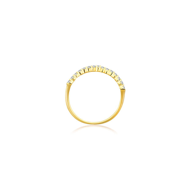 18k Gold Cross Diamond Chain Ring - Genevieve Collection
