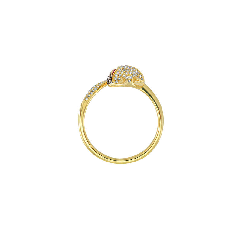 18k Gold Fox Shape Diamond Open Ring - Genevieve Collection