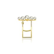 18k Gold Pearl Double Open Diamond Ring - Genevieve Collection